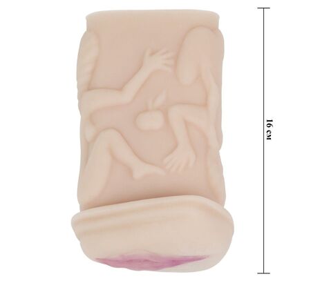 Телесный мастурбатор-вагина с фигурками на поверхности